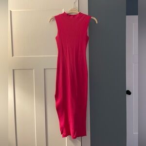 Sleeveless Pink Knit Midi Dress